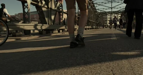 Walking on the bridge Stock Footage 221846382