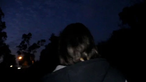 Walking on bridge at night Stock Footage 78843151