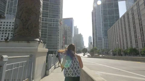 Walking on the bridge over Miami River in the afternoon, Florida Vídeos de archivo 47085633