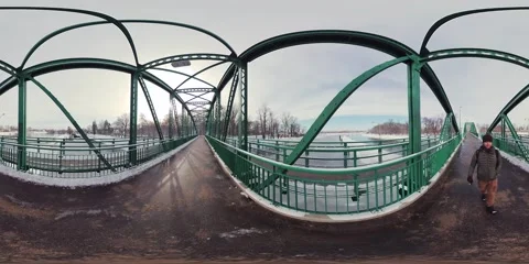 Walking on a Bridge in Winter Video stock 263173246