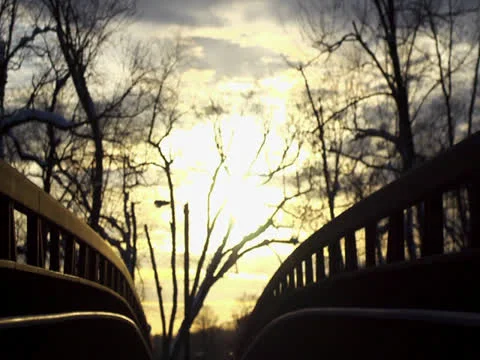 Walking Bridge Winter Sunset Видео 25233525
