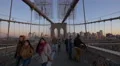 Walking on Brooklyn Bridge New York City at sunset 4k or 4k+ Resolution
