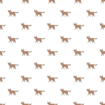 Walking brown cats seamless pattern illustration Stock Illustration
