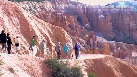 Walking in the Bryce Canyon,    Stock Footage 81577687