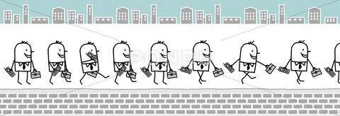 Walking businessman with cell phone & wallet Stock Illustration