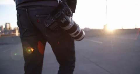 Walking with Camera Stock Footage 73754684