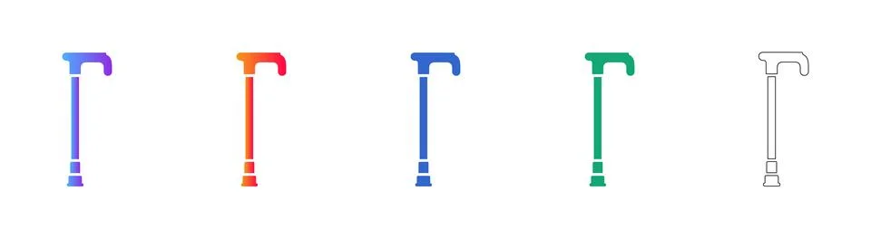 Walking Cane Accessibility Icons Stock Illustration