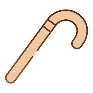 Walking cane flat icon. Stick brown icons in trendy flat style. Aristocratic Illustration