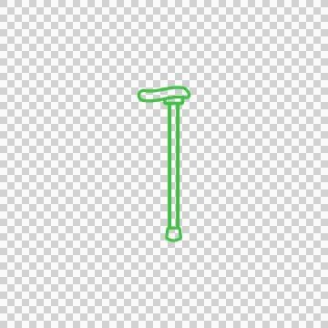 Walking cane line illustration is featuring curved handle and rubber tip on Stock Photos