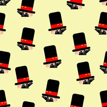 Walking cap pattern seamless. Hat with eyes goes background Stock Illustration