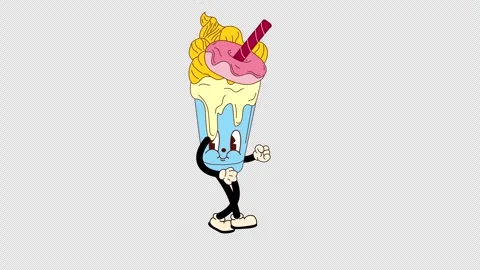 Walking Cartoon Milkshake. Fun and Groovy Animation Stock Footage 302196522