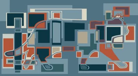 Walking cat blocks Illustrazione stock