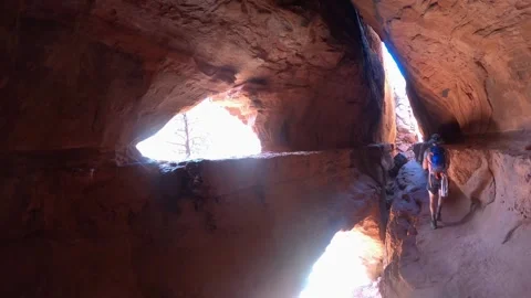 Walking in the Cave Stock Footage 279430107