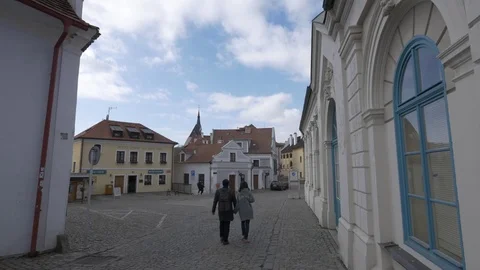Walking in Cesky krumlow old town 스톡 동영상 76029889