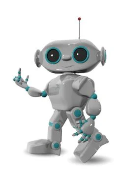 Walking cheerful robot Stock Illustration