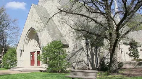 Walking up to a church Stock Footage 11400619