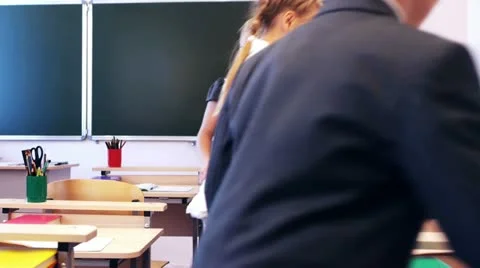 Walking in the classroom Stock Footage 11881967