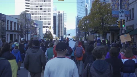 Walking with a Climate Protest March Stock Footage 139249825