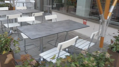 Walking by Closed And Empty Restaurant Due To Covid19 Coronavirus Pandemic Stock Footage 128711312