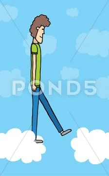 Walking on clouds / leap of faith Stock Illustration