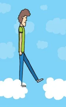 Walking on clouds / leap of faith Stock Illustration