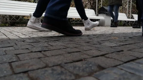 Walking-cobbles-slow Stock Footage 101582024