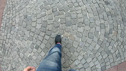 Walking on Cobblestone Streets Stock Footage 313741124
