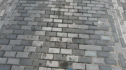 Walking on cobblestone streets in old san juan puerto rico blue stone Stock Footage 277477693