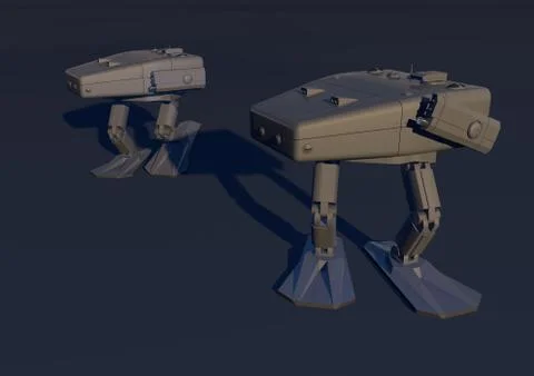 Walking combat robot Stock Illustration