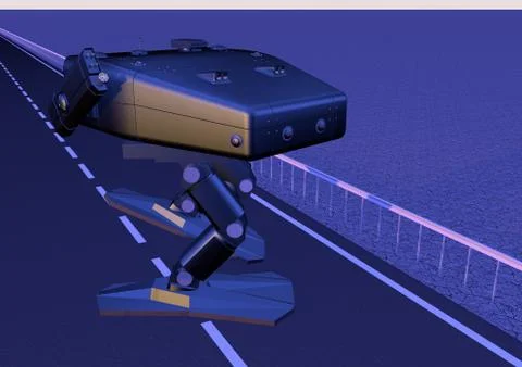 Walking combat robot (night) Stock Illustration