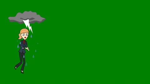 Walking Complaining "Karen" with Storm Cloud:  Loop + Matte Video stock 146244336