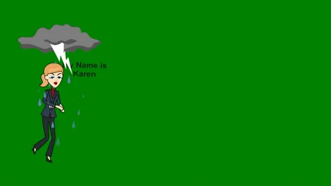 Walking Complaining "Karen" with Storm Cloud:  Loop + Matte (With Name Tag) Stock Footage 146244346