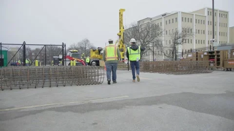 Walking on Construction site Stock Footage 238860825