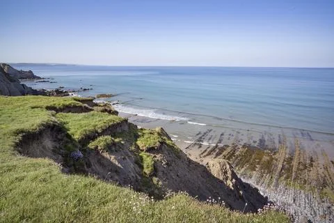 Walking the Cornwall coastal path Fotos Stock