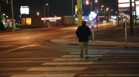 Walking in crosswalk at night Video stock 64460165