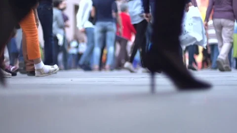Walking Crowd in City Stock Footage 74598178