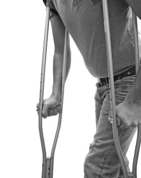 Walking with crutches Stock Photos