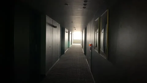Walking in a dark corridor Stock Footage 137214874