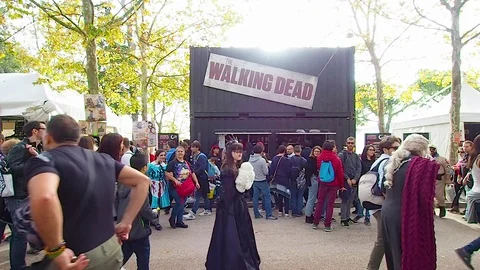 The Walking Dead memorabilia stand at Lucca Comics And Games 2018 Stock Footage 103932103