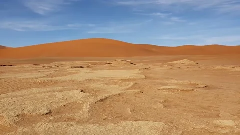 Walking to Dead Vlei on red sand with background dunes Stock Footage 151979846