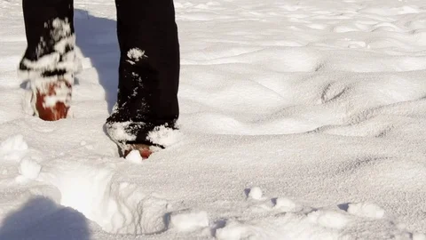 Walking in deep snow Stock Footage 71483508