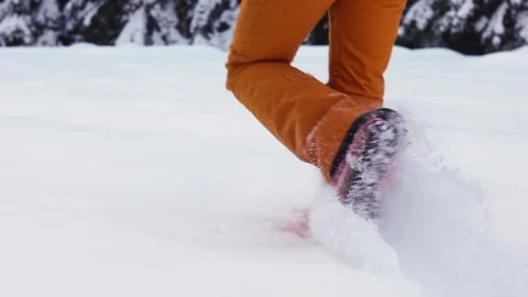 Walking in deep snow slow motion Stock Footage 167710518