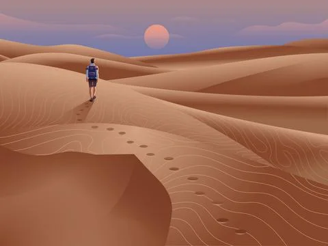 Walking in the desert illustration Illustrazione stock