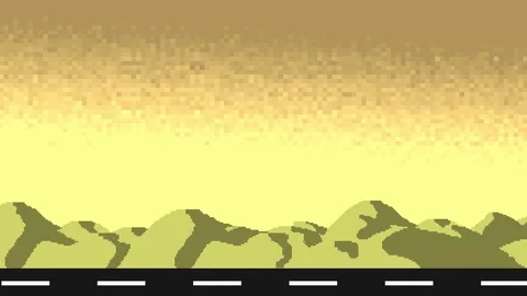 Walking on a Desert Road Level of an Old Video Game Stock Footage 79019338