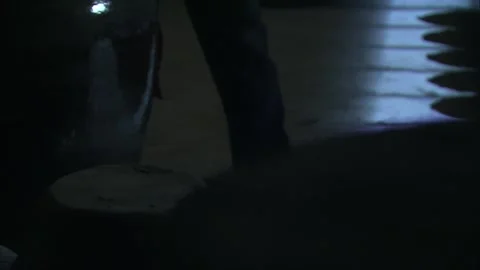 Walking in a dimly lit wine cellar Video stock 261639547