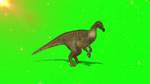 Walking Dinosaur Standing on Green Screen Background with Floating Particles Stock-Footage 338331908
