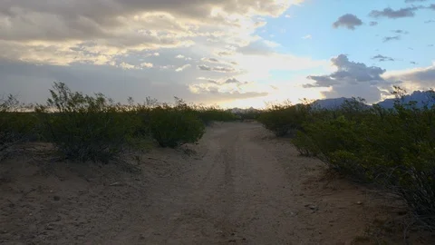 Walking Dirt Trail in Desert Stock Footage 112942417