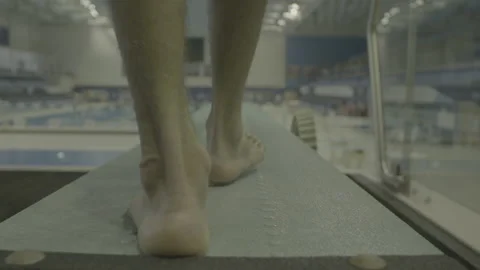 Walking on Diving Board While Wet Stock Footage 165609244