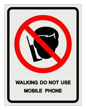 Walking Do Not Use Mobile Phone Symbol Sign, Vector Illustration, Isolate On  Stock Illustration