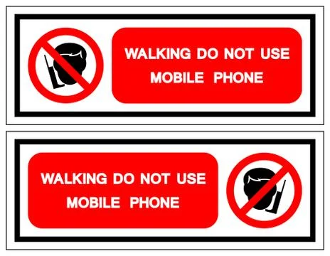 Walking Do Not Use Mobile Phone Symbol Sign, Vector Illustration, Isolate On  Stock Illustration